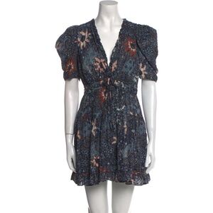 Ulla Johnson Navy Floral Print Mini Dress Size Small 4